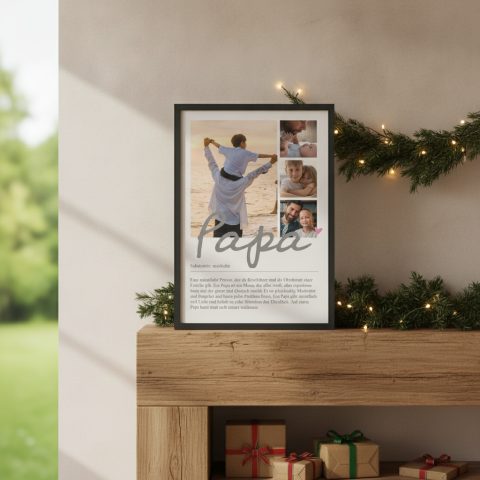Poster Papa Definition mit Fotocollage und Rahmen
