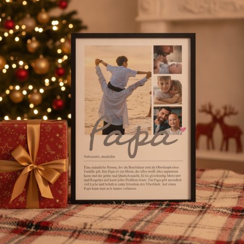 Weihnachten: Definition Papa Poster mit Fotocollage