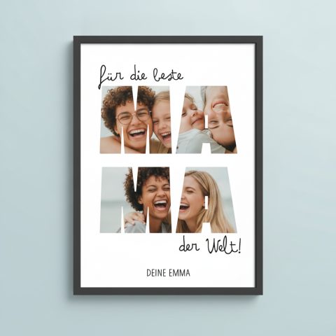 Personalisierter Bilderrahmen mit 4 Fotos als Geburtstagsgeschenk für Mama
