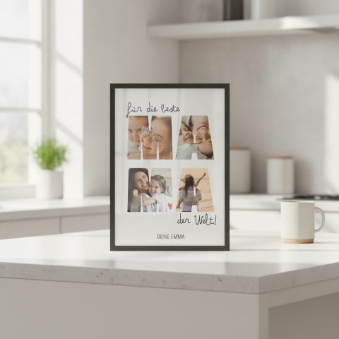 Bilderrahmen mit Fotocollage in A4 oder A3 – Geschenkidee für Mama