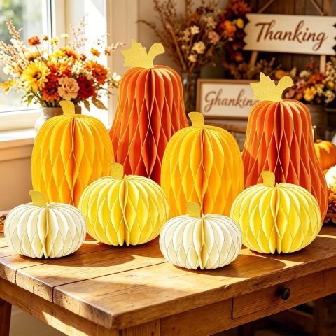 Papier-Kürbisse – Herbstdeko fürs Wohnzimmer