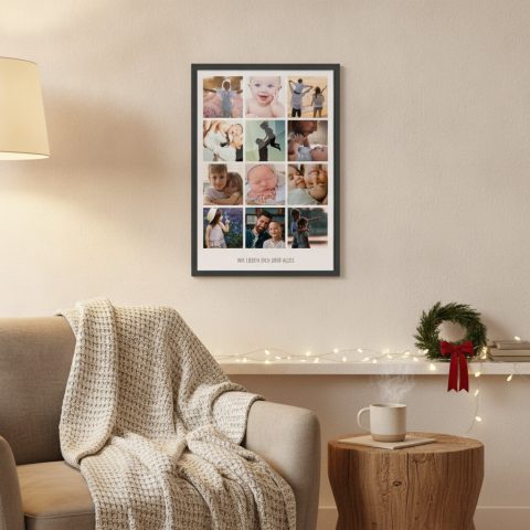 Weihnachtsgeschenk für Mama: gerahmtes Bild mit Familienfotos