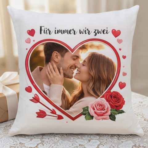 Fotokissen zur Hochzeit mit eigenem Bild und Namen