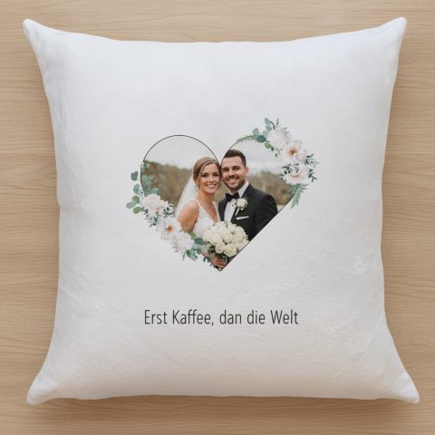 Personalisiertes Kissen zum Jahrestag mit Foto und Datum