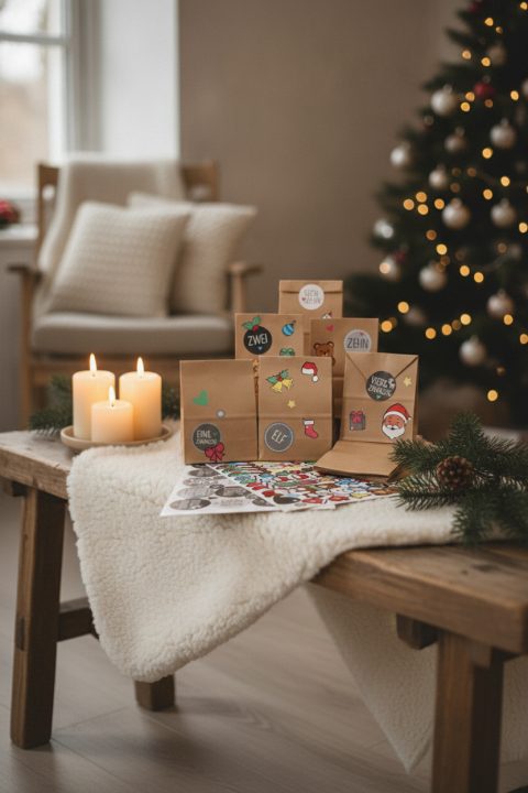 DIY Adventskalender: 24 Papiertüten zum Aufhängen selbst gestalten