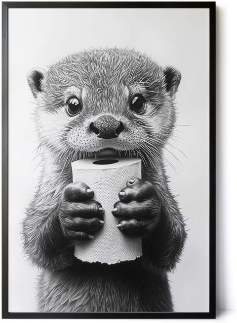 Otter mit Klopapierrolle – Bild für das Gäste-WC