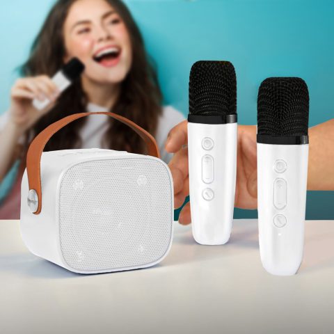Mobile Karaokemaschine mit zwei Mikrofonen