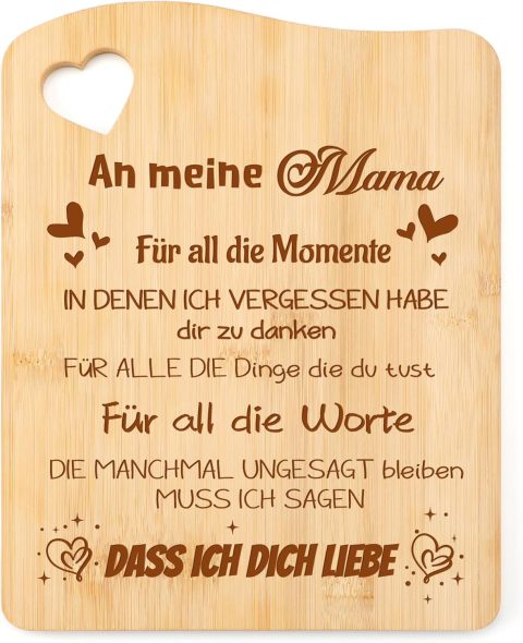 Bambus-Schneidebrett als Geschenk für Mama
