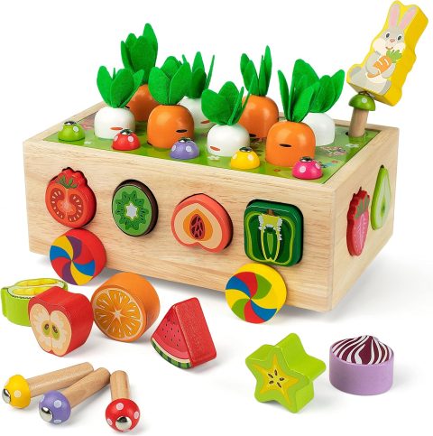 Holz-Erntewagen – Montessori-Spielzeug für Kleinkinder