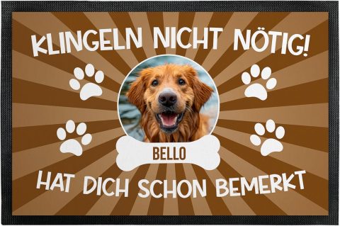 Personalisierte Fußmatte mit Hundefoto und Name