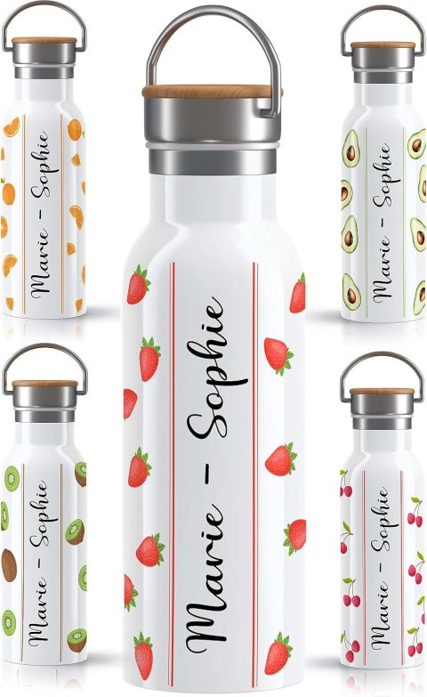 Personalisierte Thermosflasche mit Früchte-Motiv