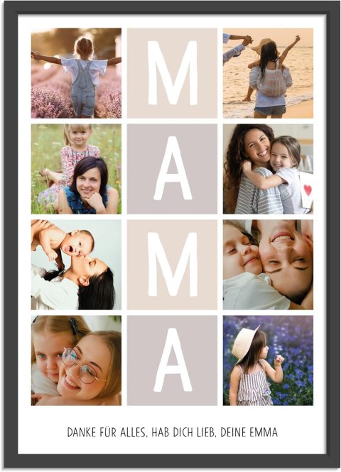 Personalisierte Fotocollage für Mama im Rahmen