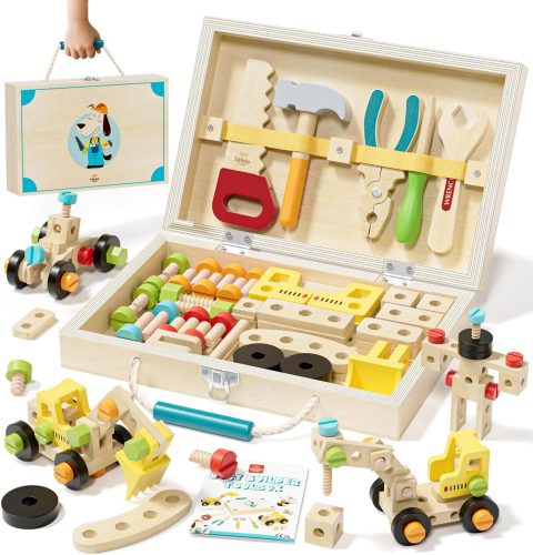 Werkzeugkoffer aus Holz für kleine Handwerker