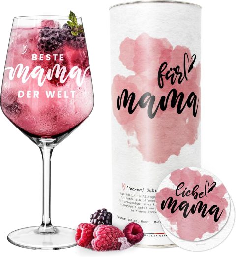 Weinglas „Beste Mama der Welt“ als Geschenk