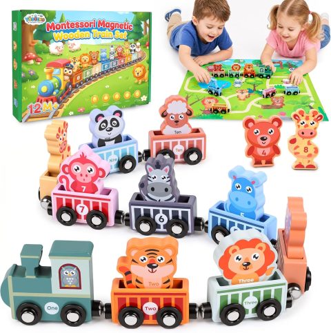 Magnetische Holzeisenbahn mit Tieren für Kleinkinder