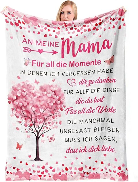 Kuscheldecke mit Botschaft – Geschenk für Mama