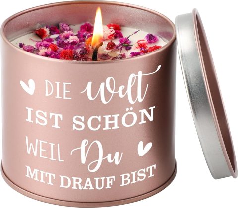 Lavendel-Duftkerze mit Spruch – Geschenk für Frauen