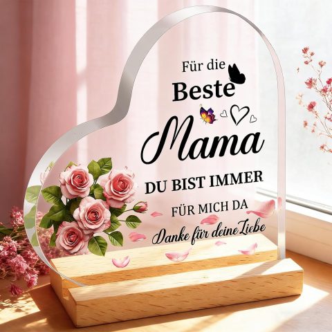 Herz-Aufsteller aus Acryl – Andenken für Mama