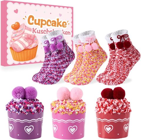 Kuschelsocken als Cupcakes in der Geschenkbox