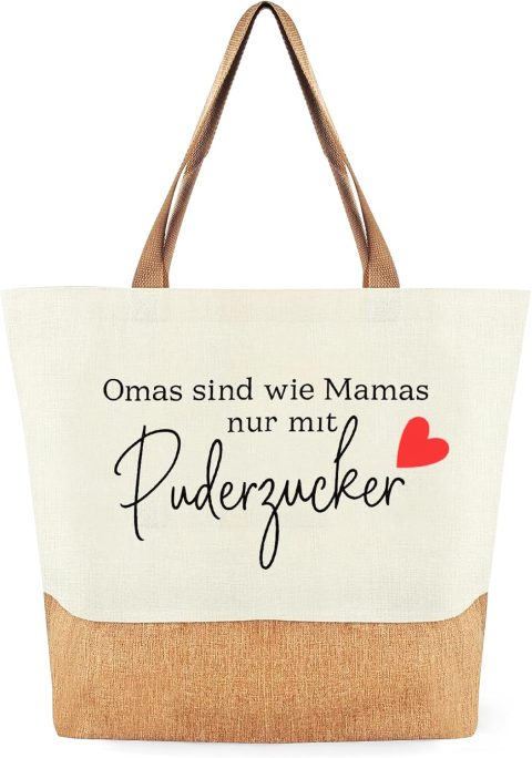 Jutetasche mit Herz und Spruch – Geschenk für Oma