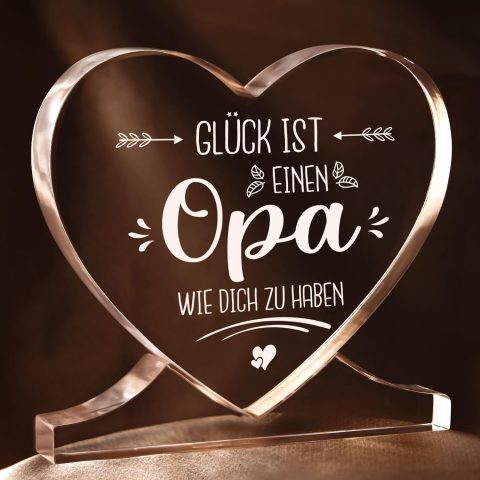 Herz aus Acryl mit Gravur – Geschenk von Enkeln an Opa