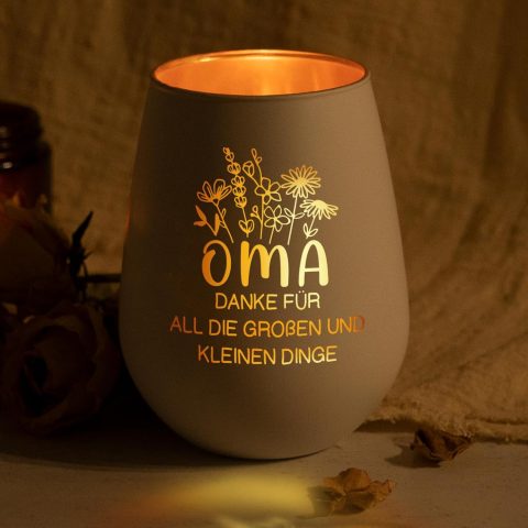 Windlicht mit Dankesbotschaft – Geschenk für Oma