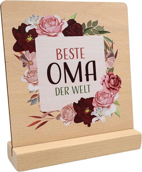 Holztafel „Beste Oma“ zum Aufstellen – Geschenk für Oma
