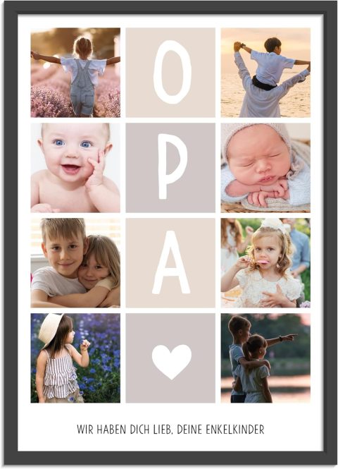 Personalisiertes Fotobild für Opa mit 8 Fotos und Text