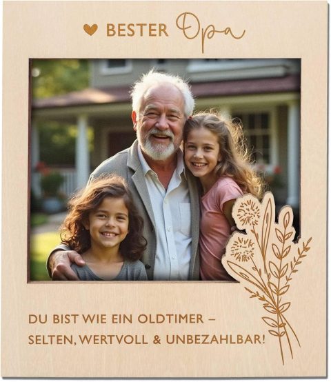 Magnetischer Fotorahmen aus Holz für Opa mit Spruch