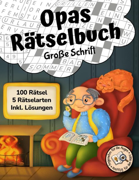 Rätselbuch in großer Schrift – Geschenk für Oma & Opa