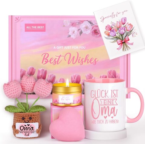 Geschenkset für Oma mit Tasse, Kerze und Tulpe