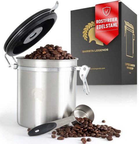 Kaffeedose aus Edelstahl mit Datumsanzeige für Kaffeefans