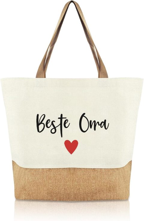 Jutetasche mit Herz für Oma – Geschenk zum Geburtstag