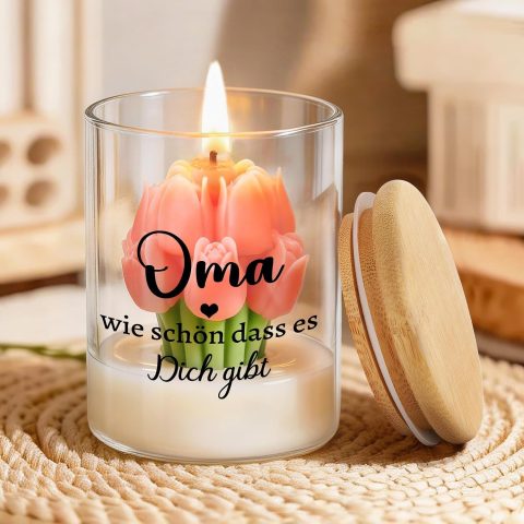 Duftkerze mit Wachstulpen für Oma – Geschenk mit Botschaft