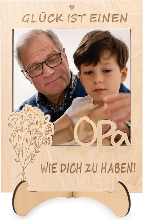 Magnetischer Holz-Bilderrahmen – Fotogeschenk für Opa