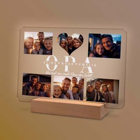 Personalisierte Foto-Nachtlampe für Opa mit Namen
