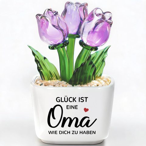 Glas-Tulpe im Töpfchen – kleines Geschenk für Oma