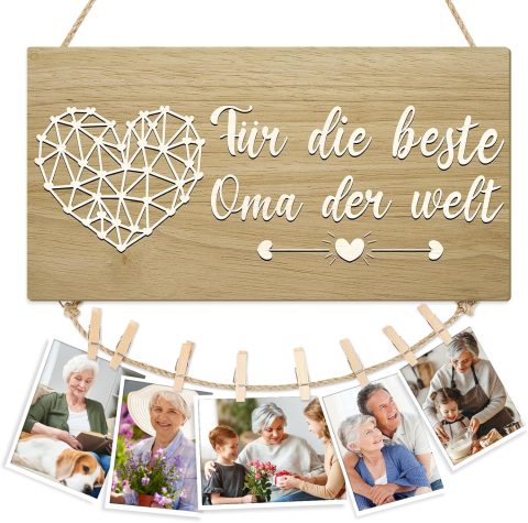 Holzschild „Beste Oma der Welt“ zum Aufhängen