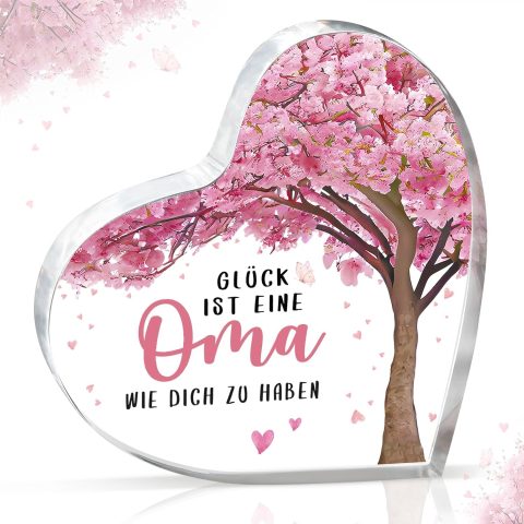 Herzförmige Acryl-Deko mit Spruch – Geschenk für Oma