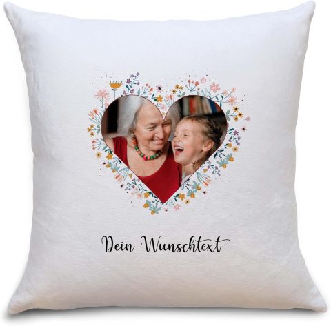 Fotokissen mit eigenen Bildern und Text – Geschenk für Oma