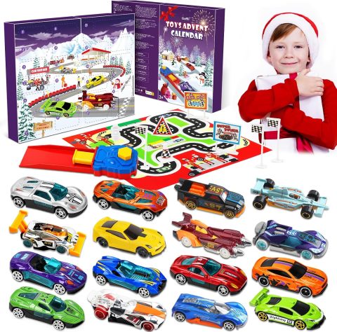 Auto-Adventskalender für Kinder mit Spielteppich