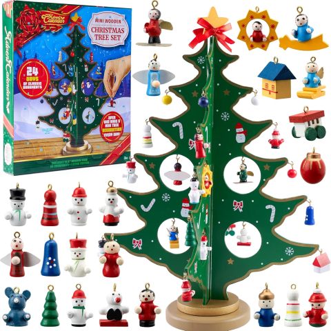 Bastel-Adventskalender mit Holzbaum für Kinder