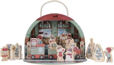Holz-Adventskalender Weihnachtsbahnhof für Kleinkinder