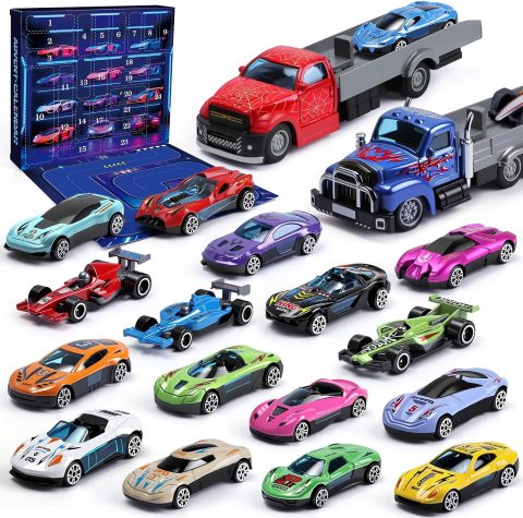 Adventskalender mit 24 Spielfahrzeugen für kleine Autofans