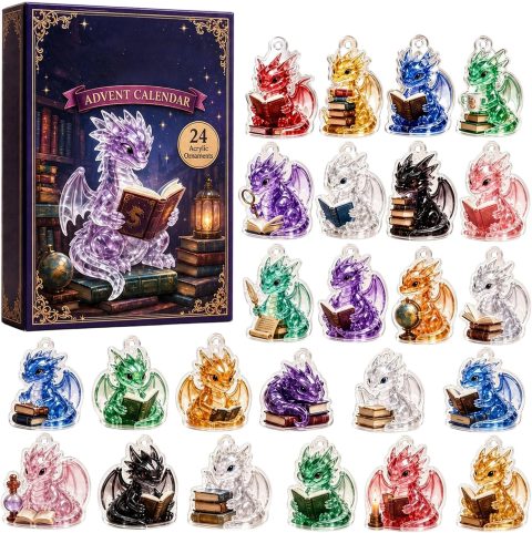 Drachen-Adventskalender mit 24 Mini-Ornamenten für Kinder