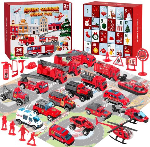 Feuerwehr-Adventskalender für Kinder mit Spielzeugautos