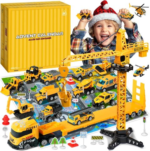 Adventskalender mit Baufahrzeugen für Kinder ab 3