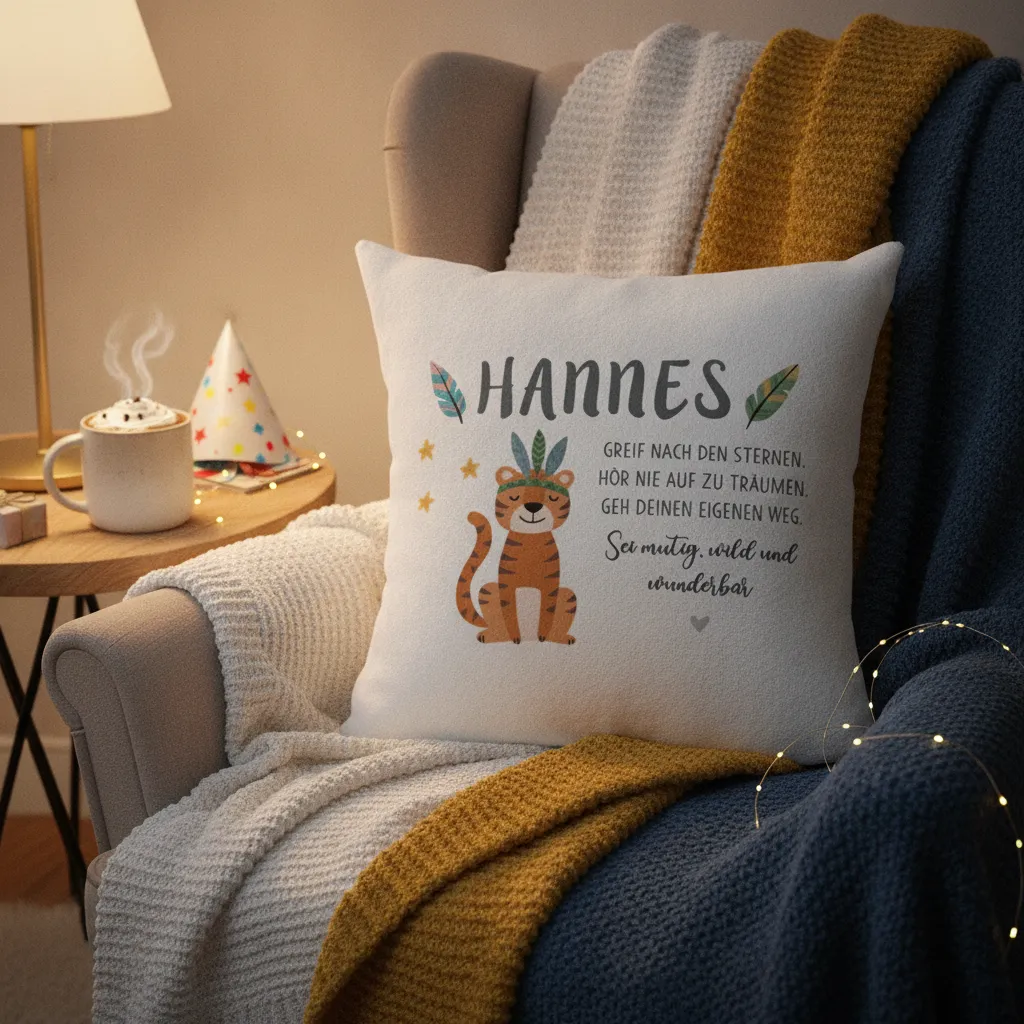Namenskissen Tiger Boho fuer das Kinderzimmer – Bild 4
