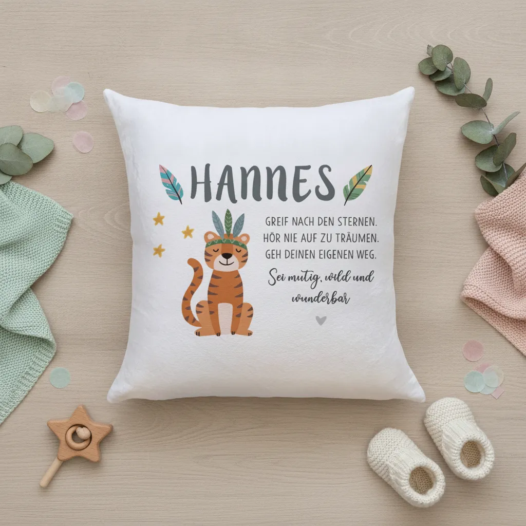 Namenskissen Tiger Boho fuer das Kinderzimmer – Bild 3