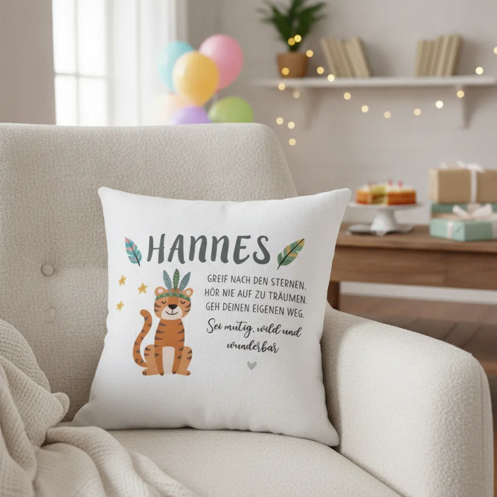 Namenskissen Tiger Boho fuer das Kinderzimmer – Bild 2